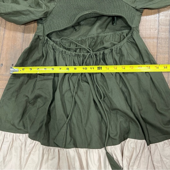 Sachin & Babi Anthropologie Green Colorblocked Mini Dress Small Open Back Boho - Picture 11 of 12